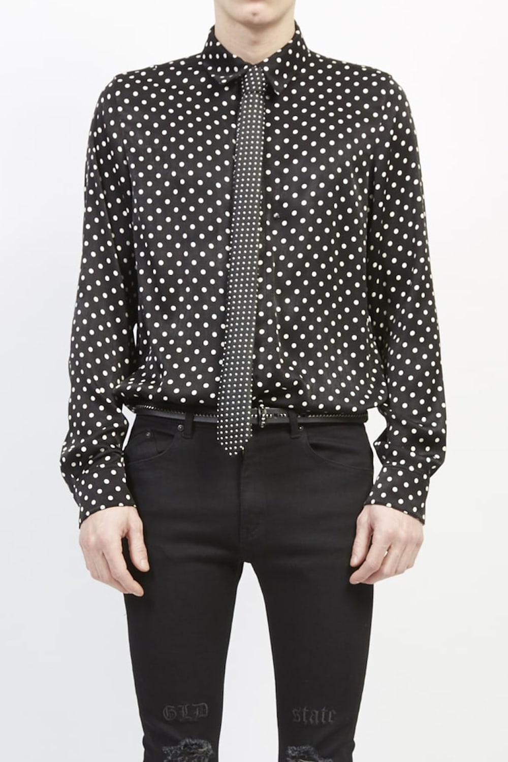 Dot jacquard  narrow tie