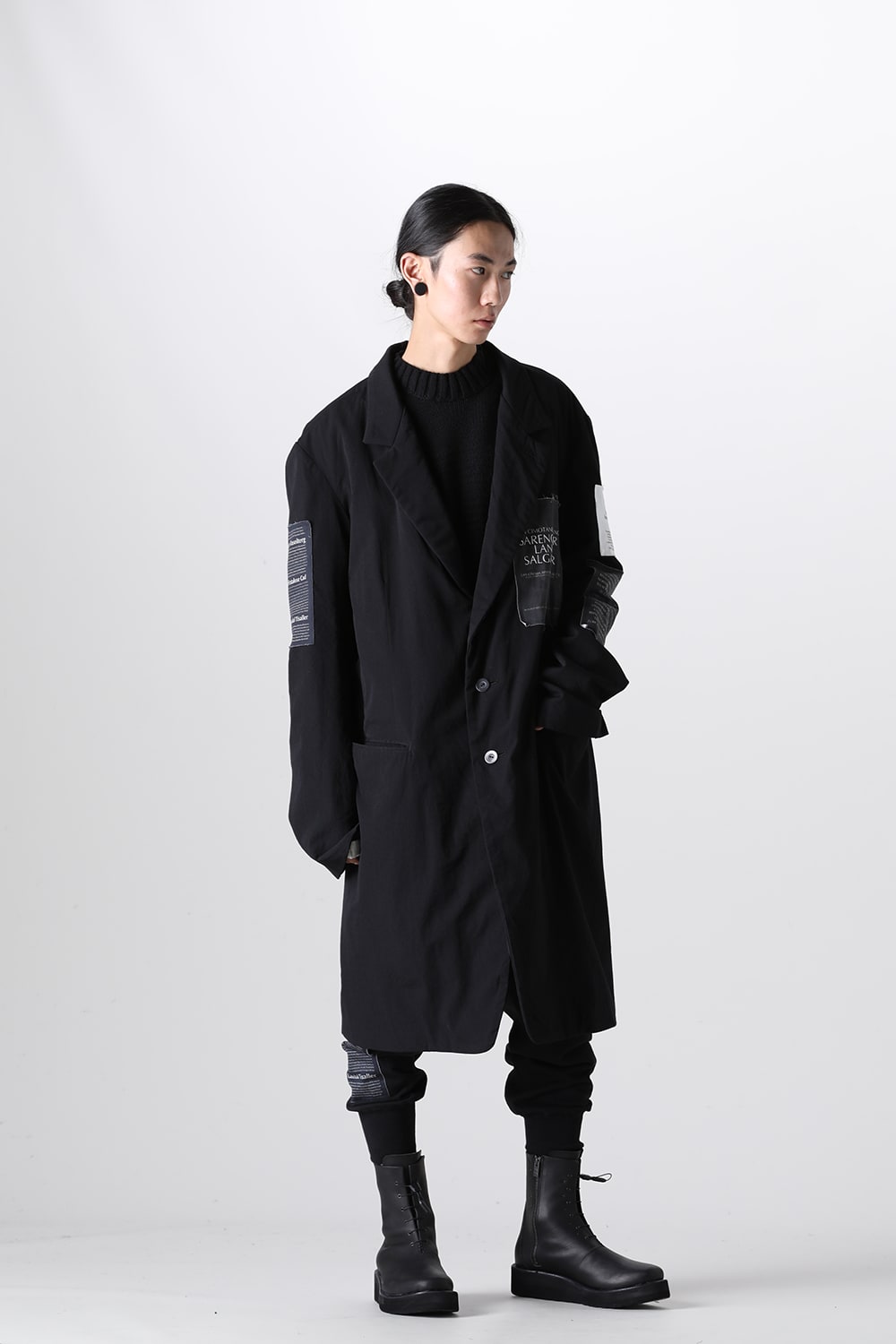 Oversized Long Jacket w/Printed Patches