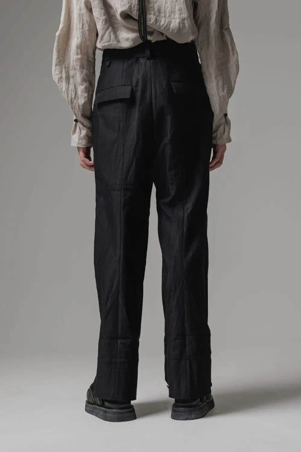 Cuffs baggy pant cotton / linen stripe