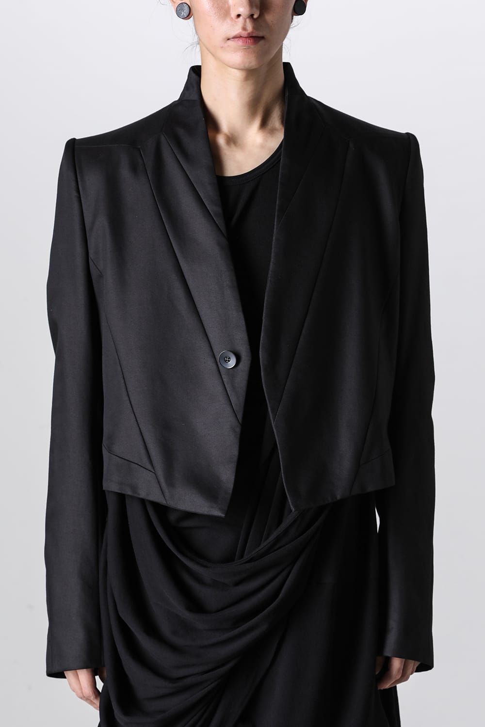 Stand Collar Prismatic Short Tailored Jacket