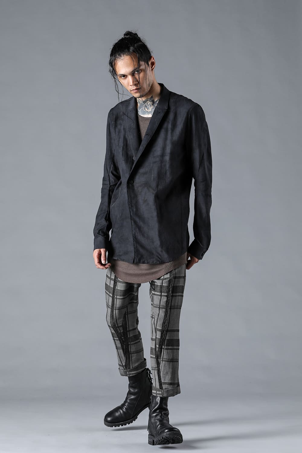 Uneven Dyed Linen x Rayon Tailored Shirt JKT