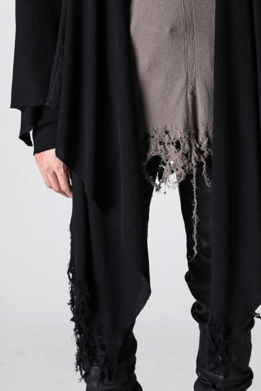 Cotton Rib Damage Cardigan