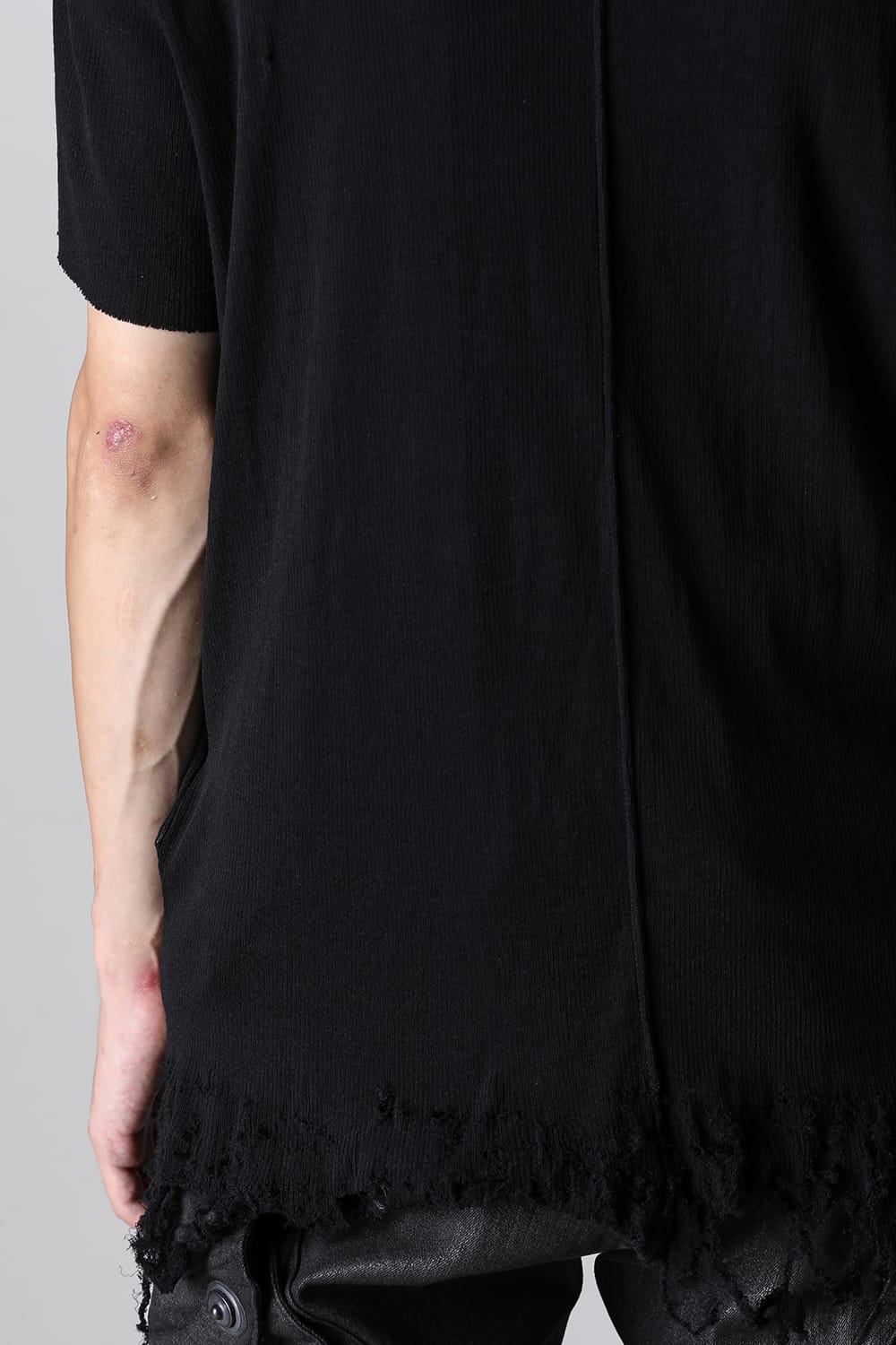 Cotton Rib Damage T-shirt