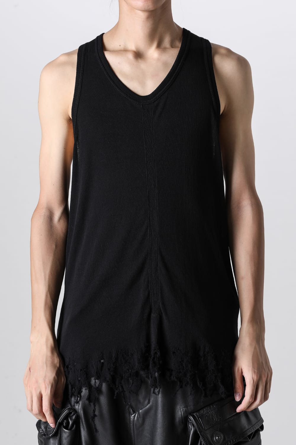 Cotton Rib Damage Tank Top