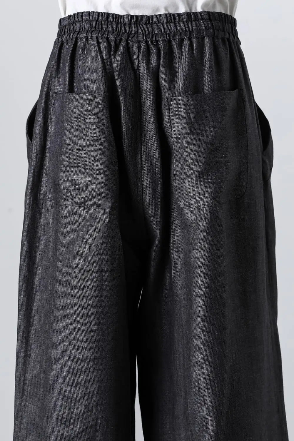 WIDE PANTS Linen Herringbone BLACK×DK GREY