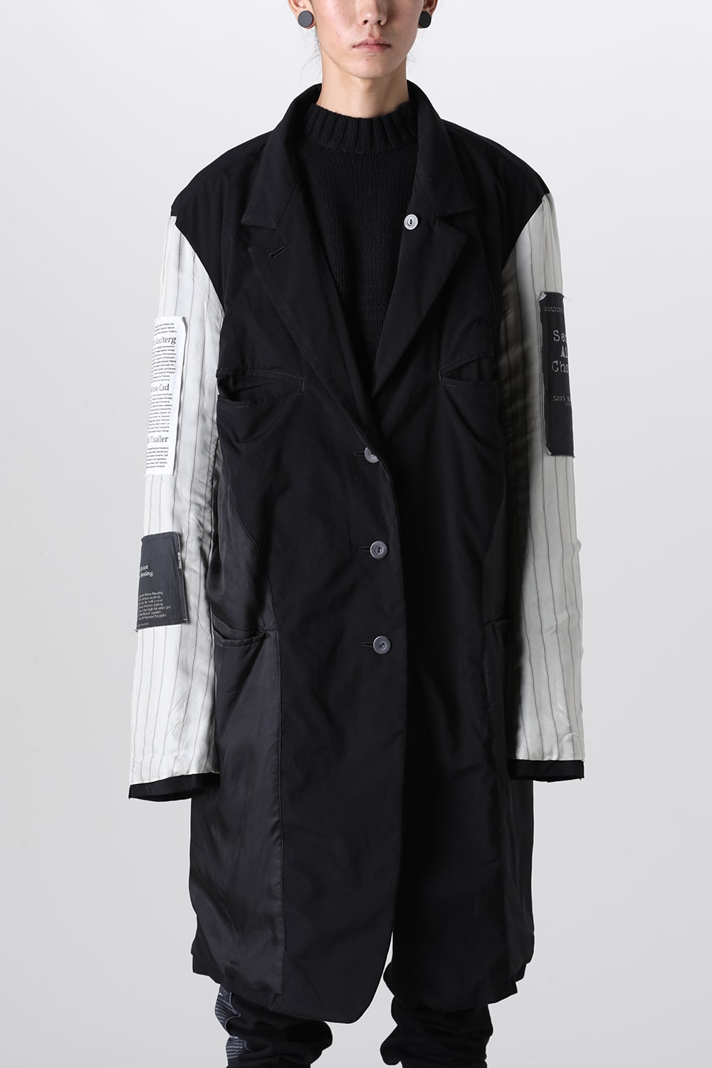 Oversized Long Jacket w/Printed Patches