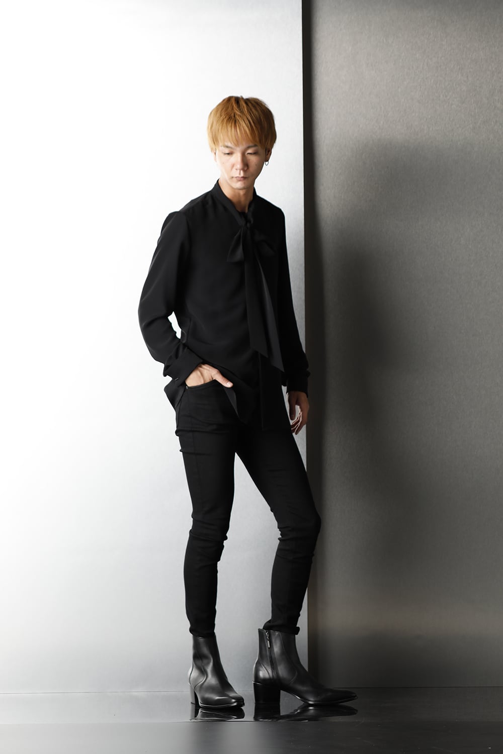 リボンシャツ ブラック