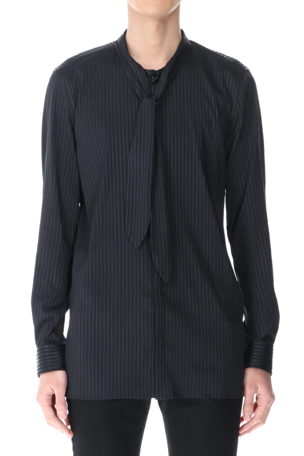 Stripe Ribbon Shirt Black