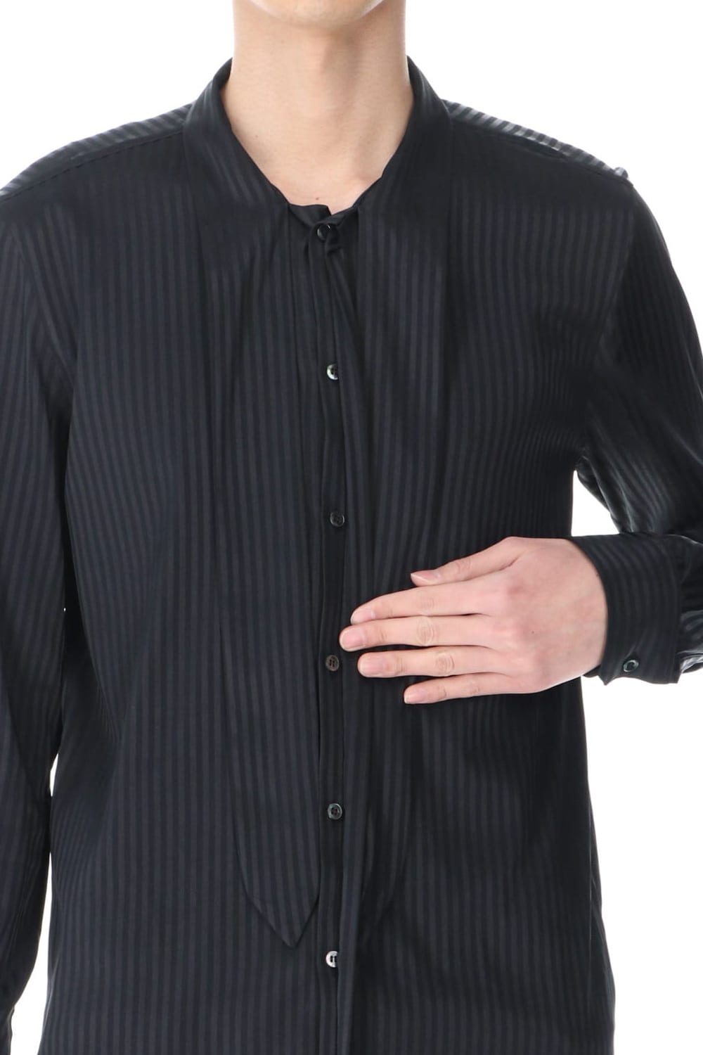 Stripe Ribbon Shirt Black