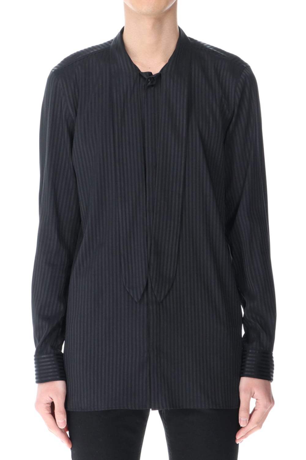 Stripe Ribbon Shirt Black