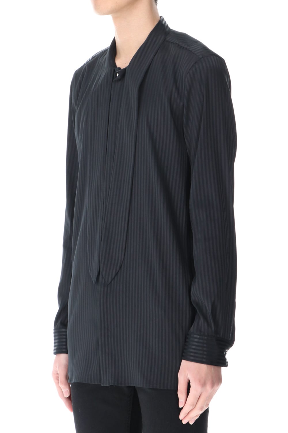 Stripe Ribbon Shirt Black