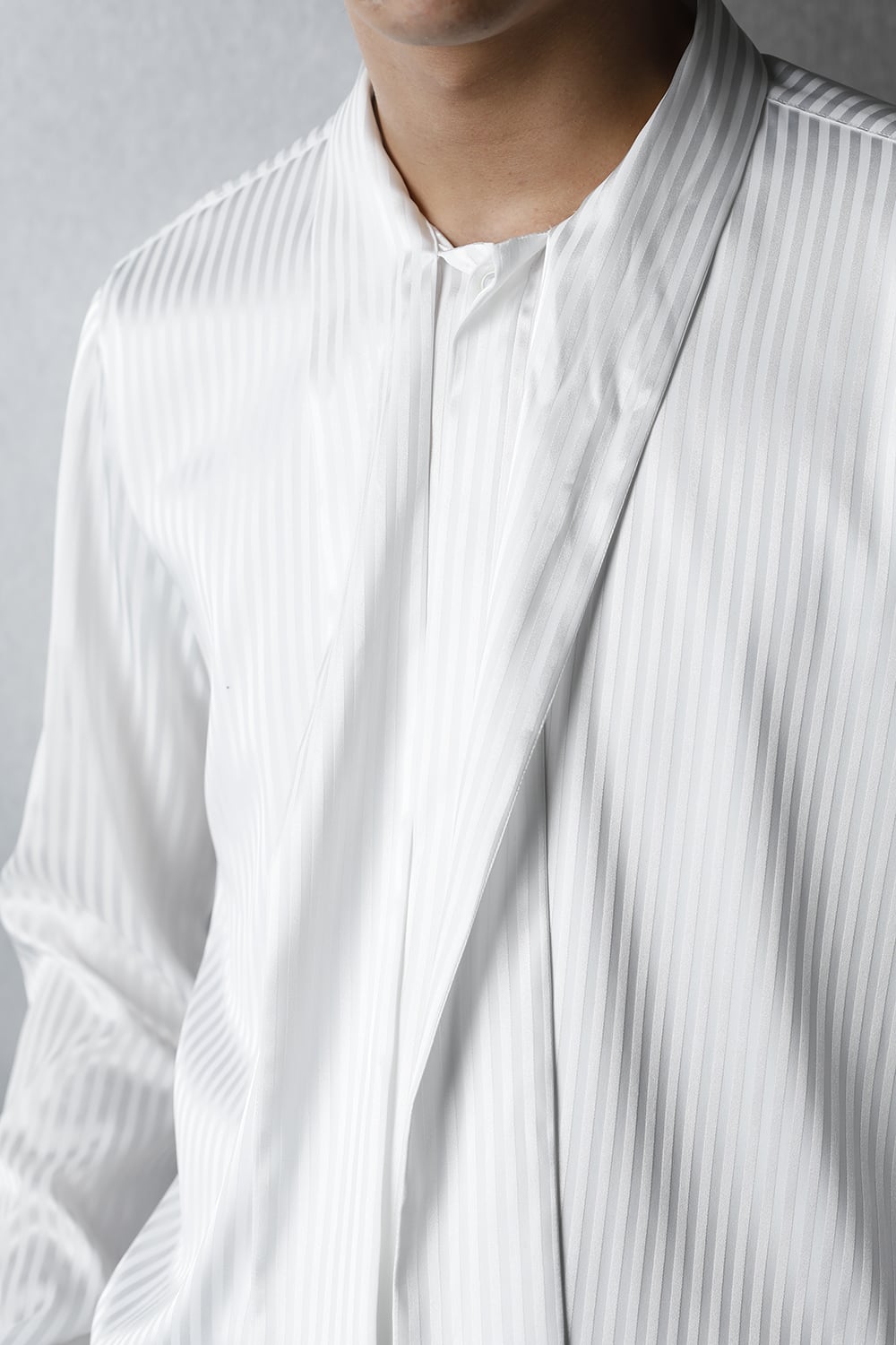 Stripe Ribbon Shirt White