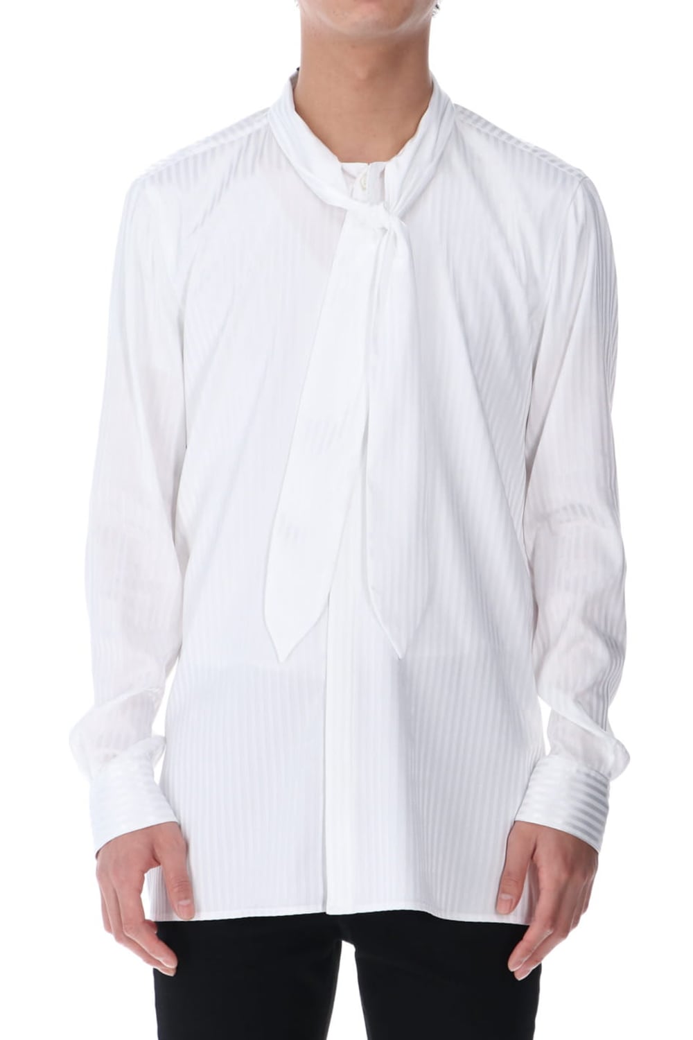 Stripe Ribbon Shirt White