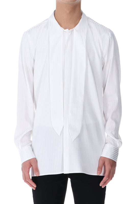 Stripe Ribbon Shirt White