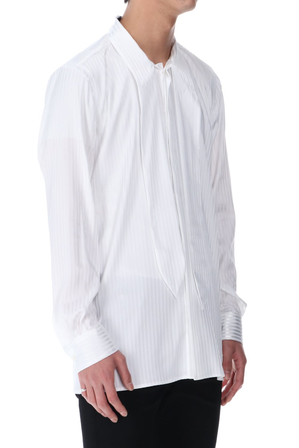 Stripe Ribbon Shirt White