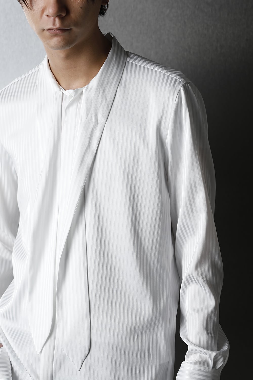 Stripe Ribbon Shirt White