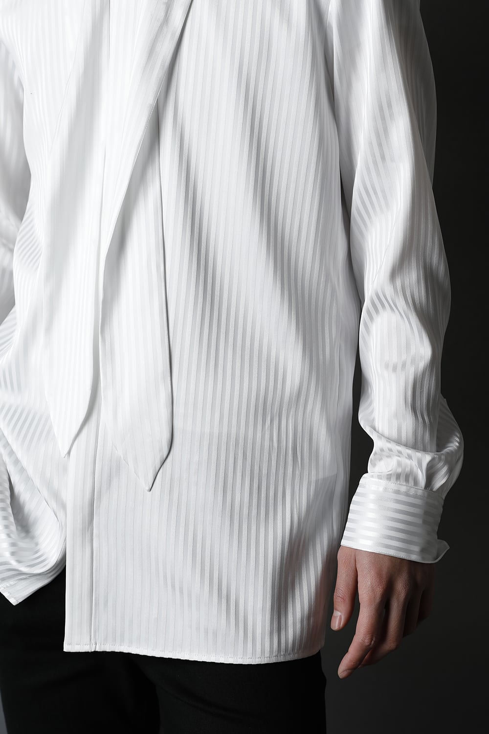 Stripe Ribbon Shirt White