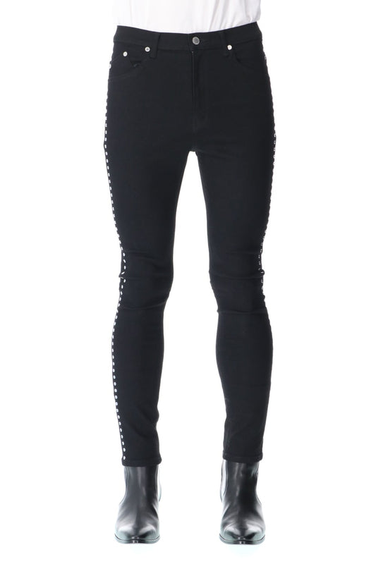 Studs Denim Pants Black-Laser Metal