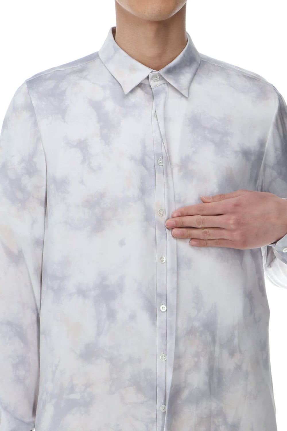 サテンマーブルプリントシャツ ザックスマーブル