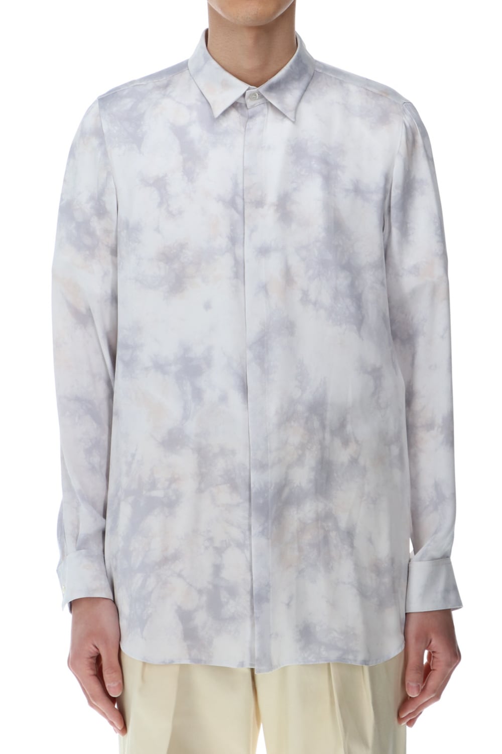 サテンマーブルプリントシャツ ザックスマーブル