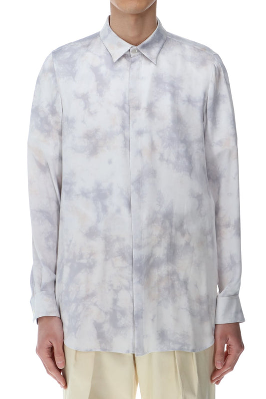 サテンマーブルプリントシャツ ザックスマーブル