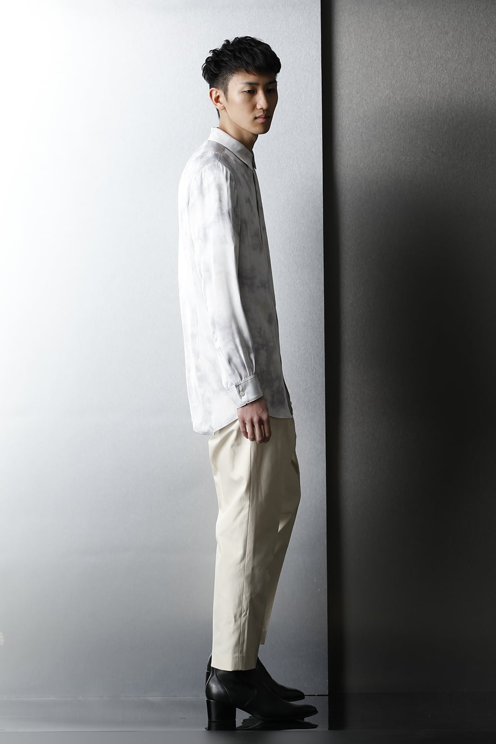 サテンマーブルプリントシャツ ザックスマーブル