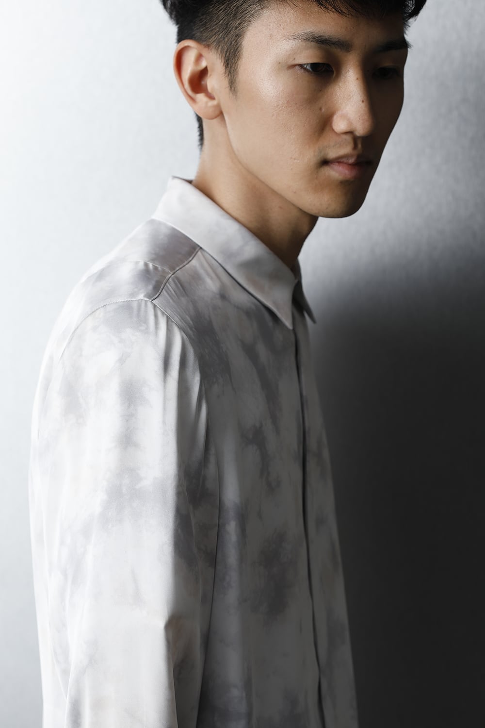 サテンマーブルプリントシャツ ザックスマーブル