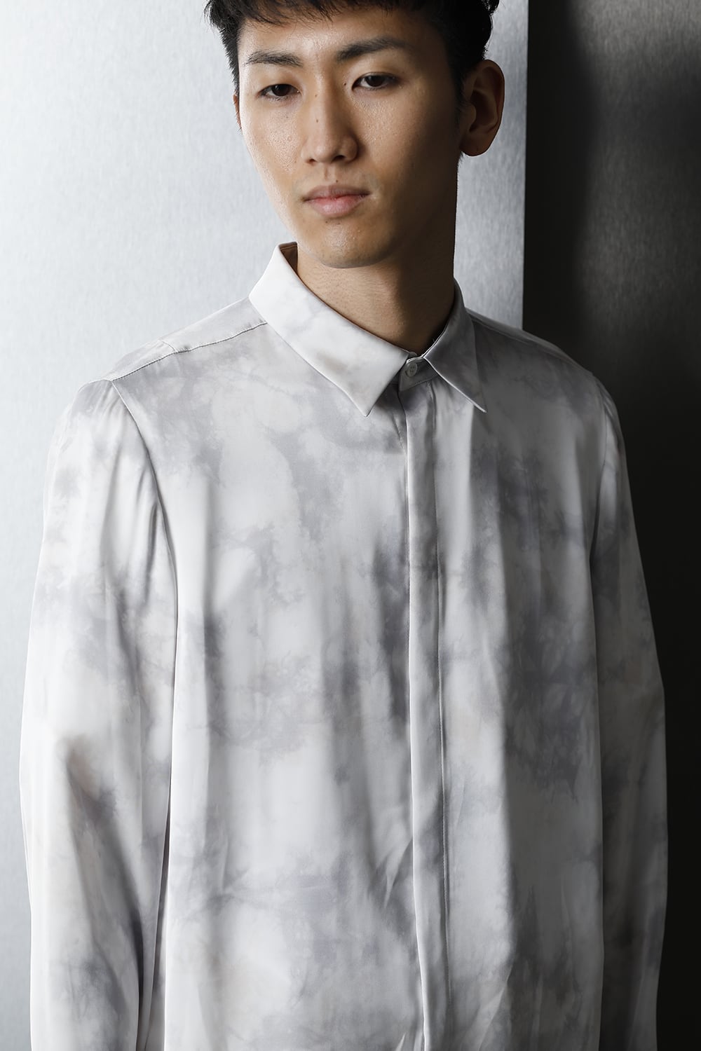 サテンマーブルプリントシャツ ザックスマーブル