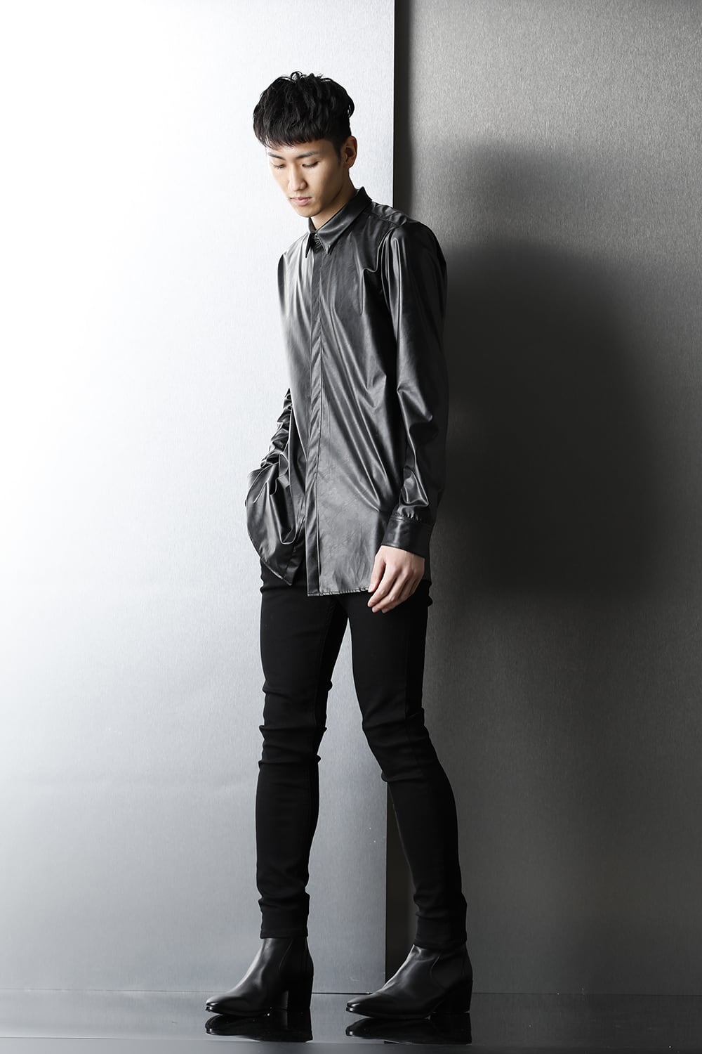 Fake Leather Shirt Black