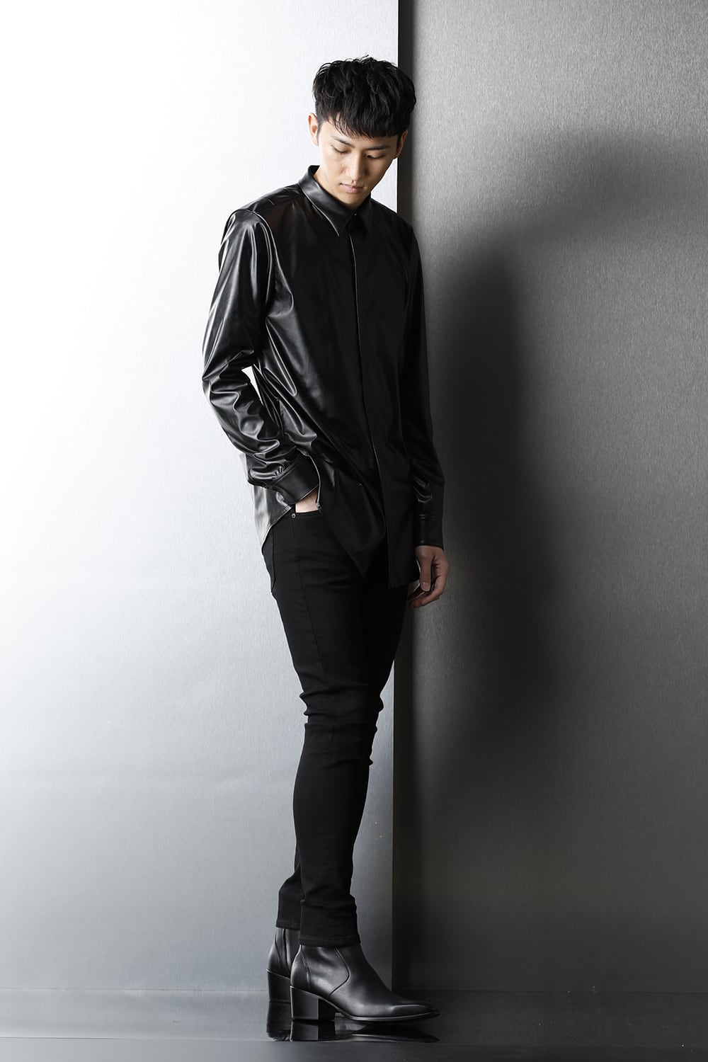 Fake Leather Shirt Black