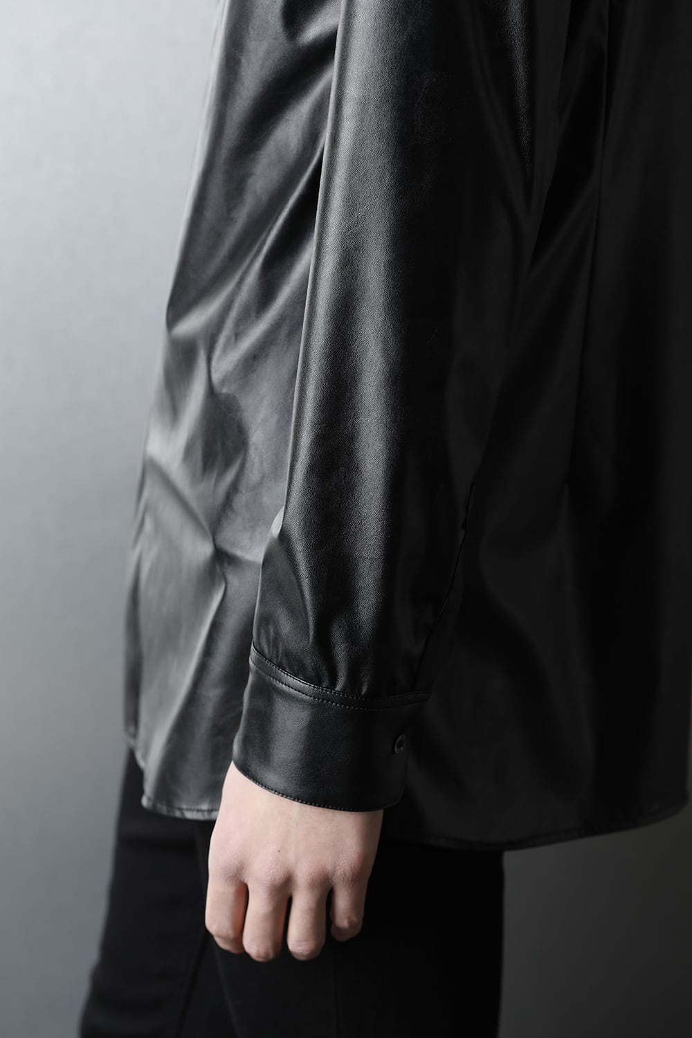 Fake Leather Shirt Black