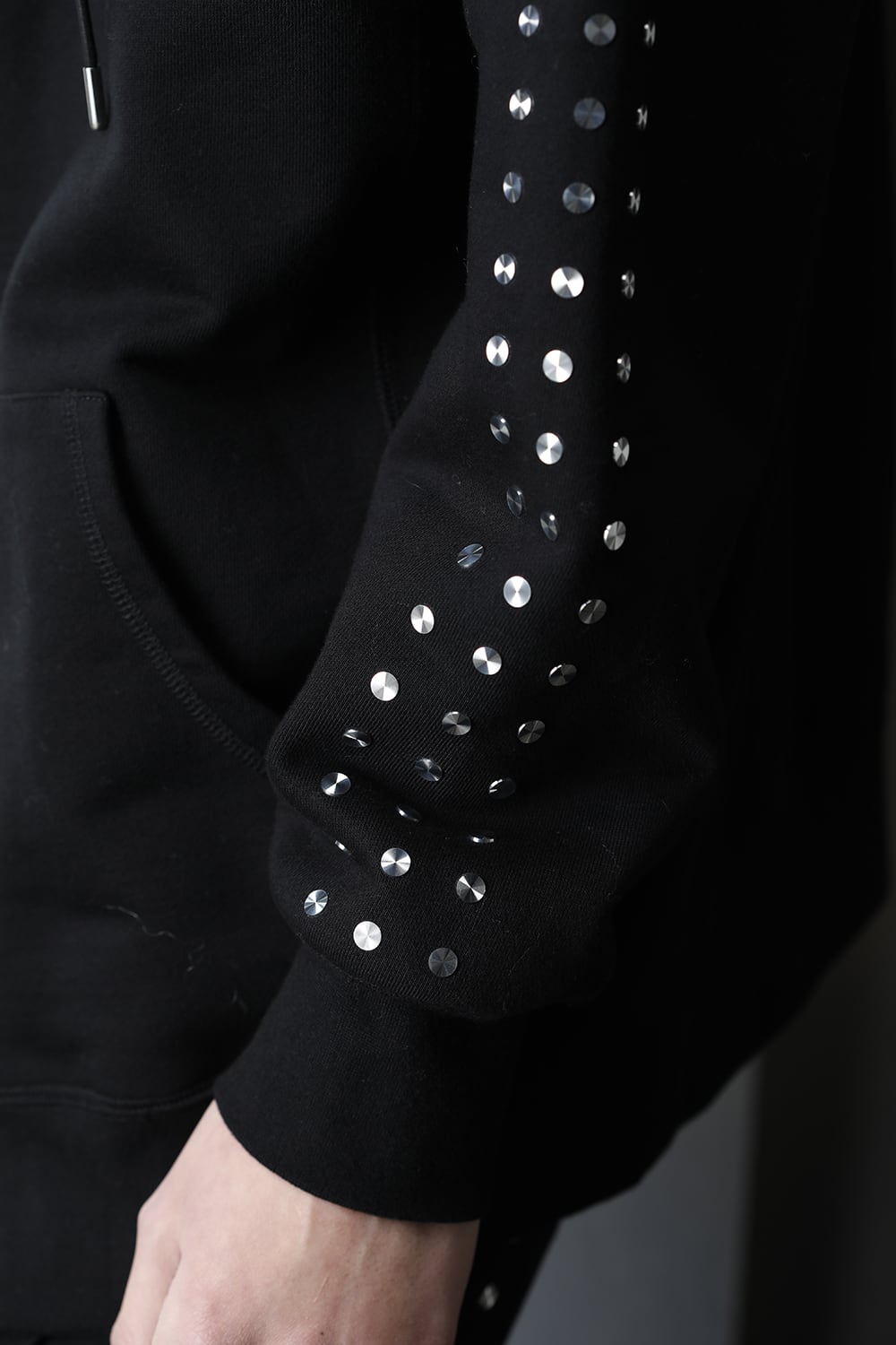 Studs Zip Up Hoodie BLACK