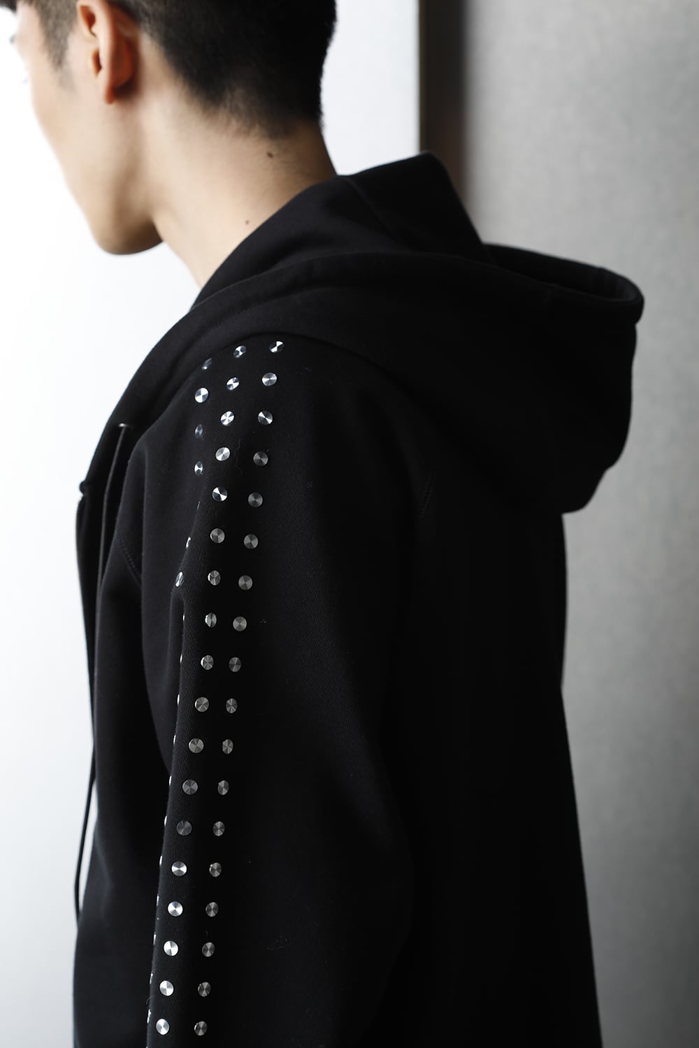 Studs Zip Up Hoodie BLACK