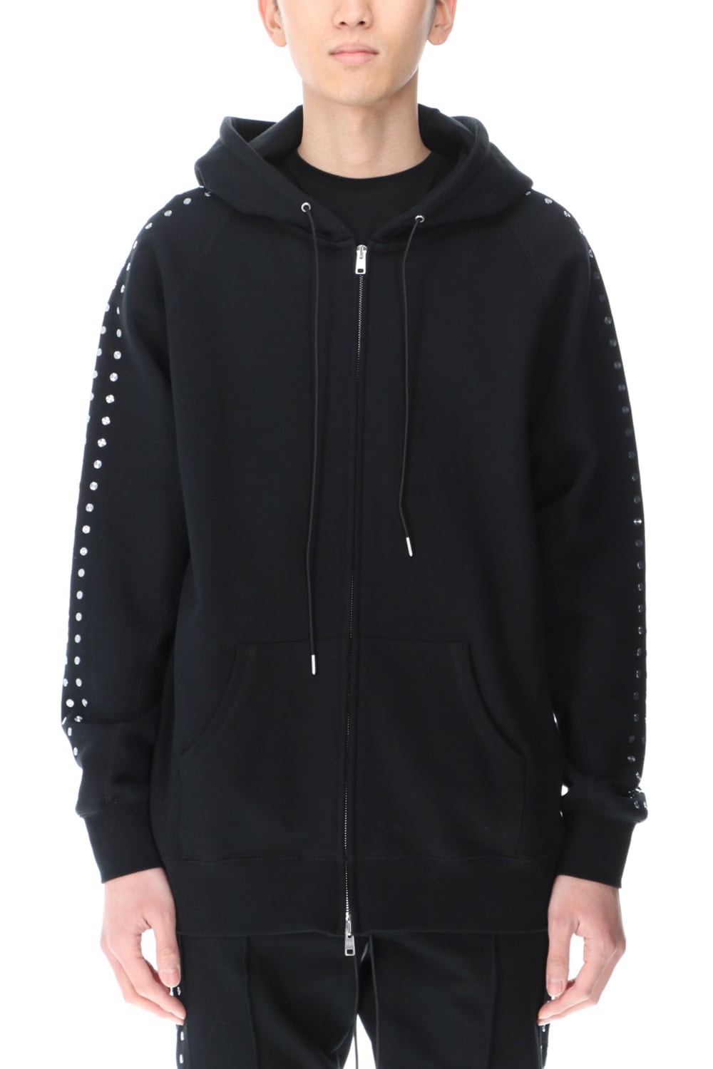 Studs Zip Up Hoodie BLACK