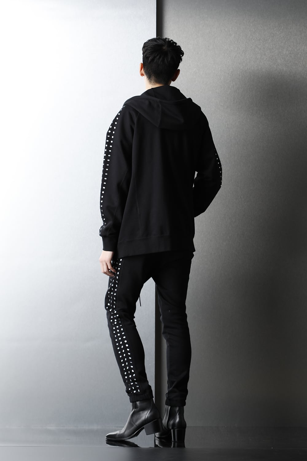 Studs Zip Up Hoodie BLACK