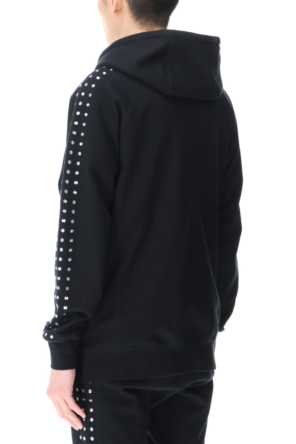 Studs Zip Up Hoodie BLACK