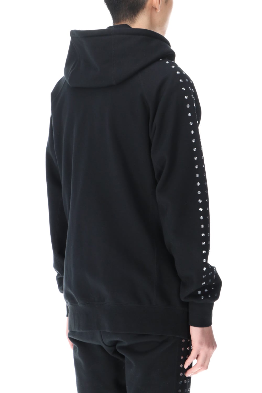 Studs Zip Up Hoodie BLACK