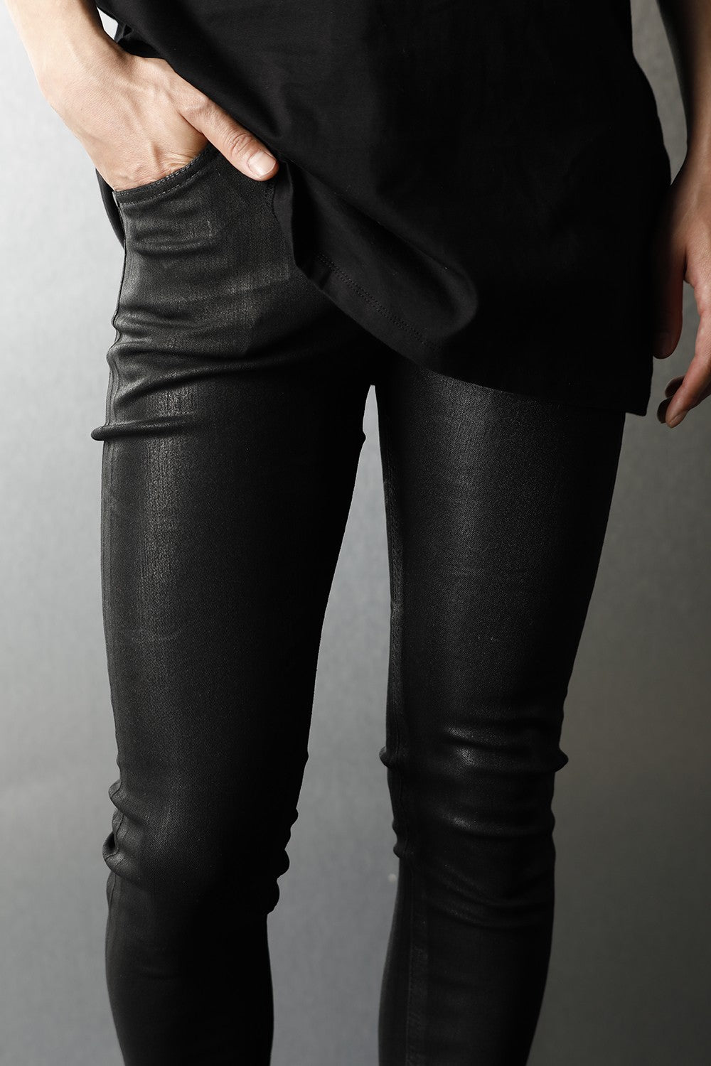 EX Fit Denim Black Coating Leggings Denim Pants