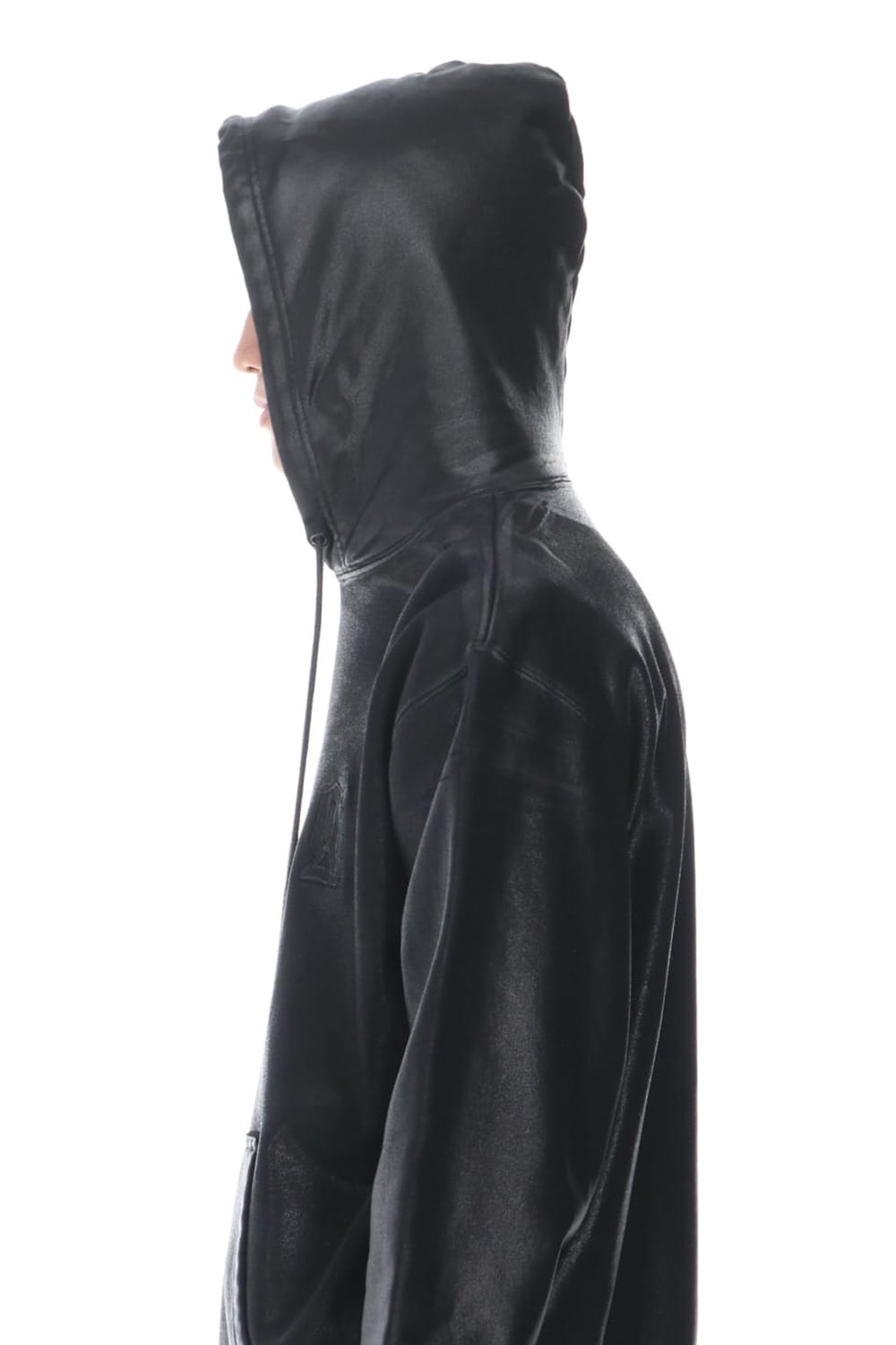 ロゴ刺繍 コーティングフーディー (ブラック)