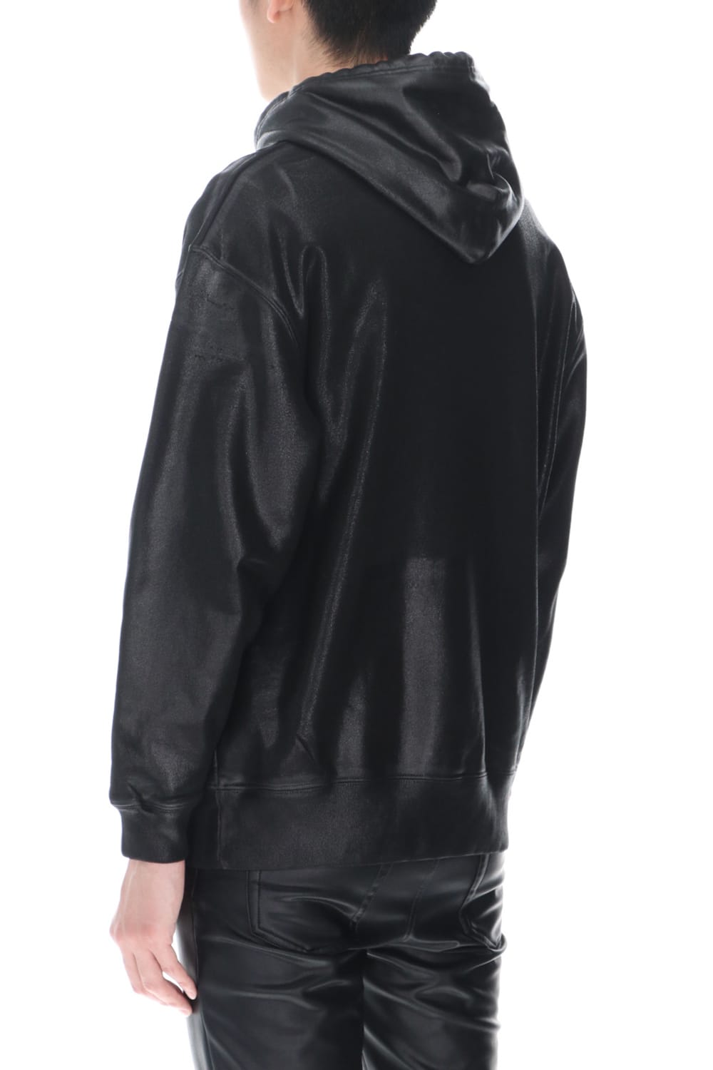 ロゴ刺繍 コーティングフーディー (ブラック)