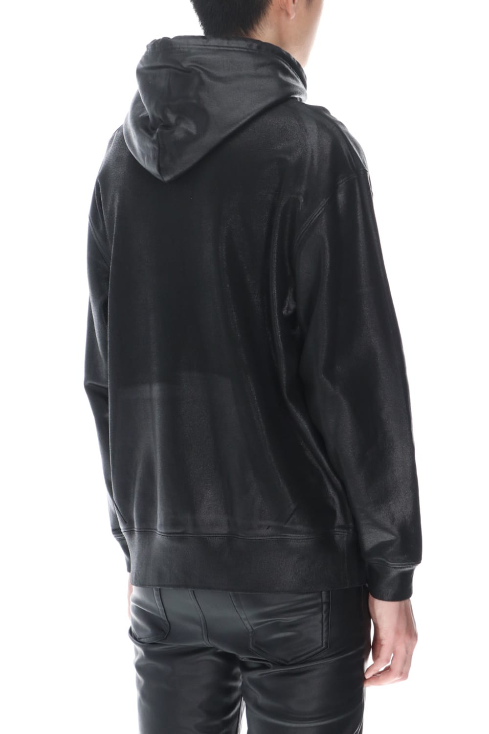 ロゴ刺繍 コーティングフーディー (ブラック)