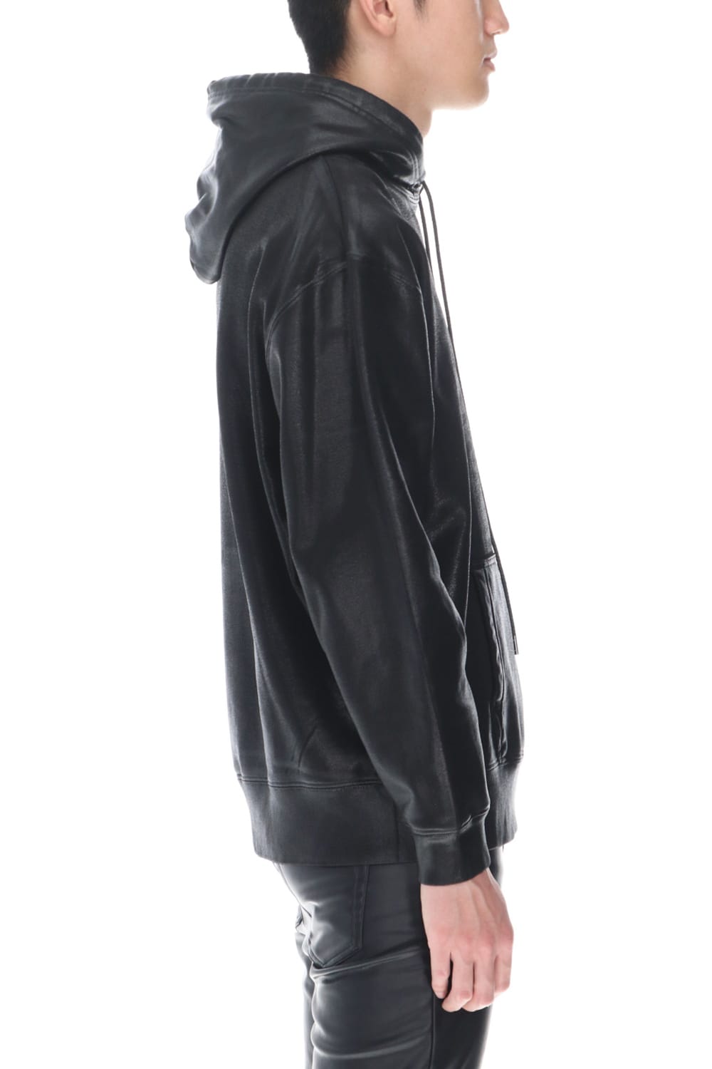 ロゴ刺繍 コーティングフーディー (ブラック)