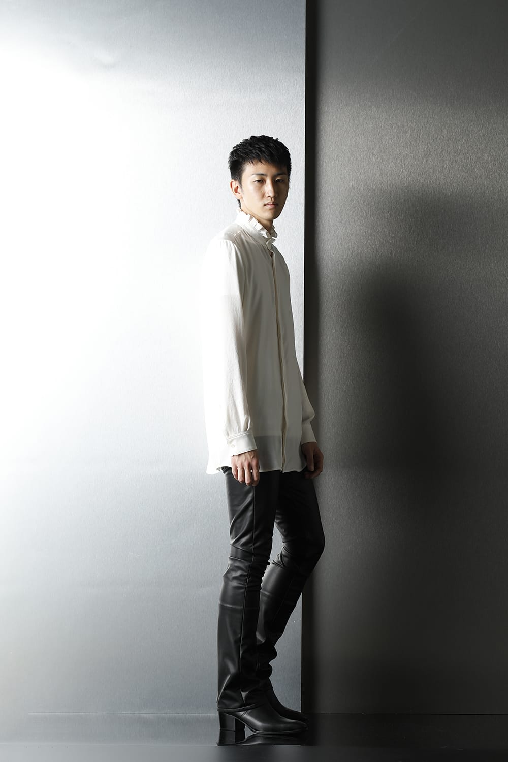 Satin Frill shirt (Cream)