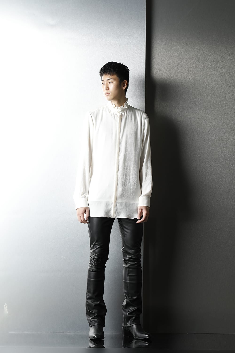 Satin Frill shirt (Cream)