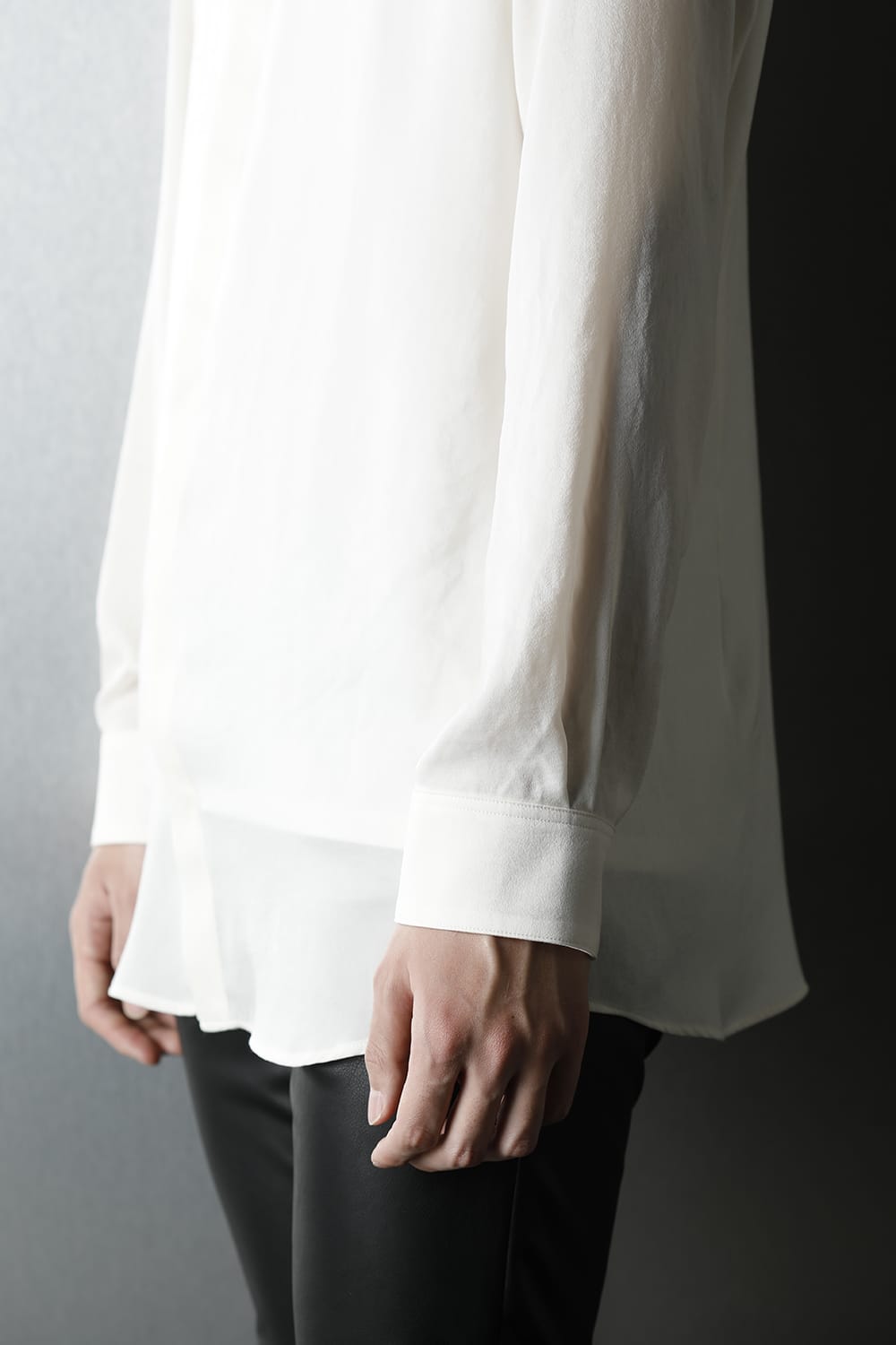Satin Frill shirt (Cream)