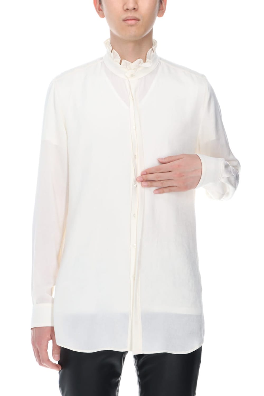 Satin Frill shirt (Cream)