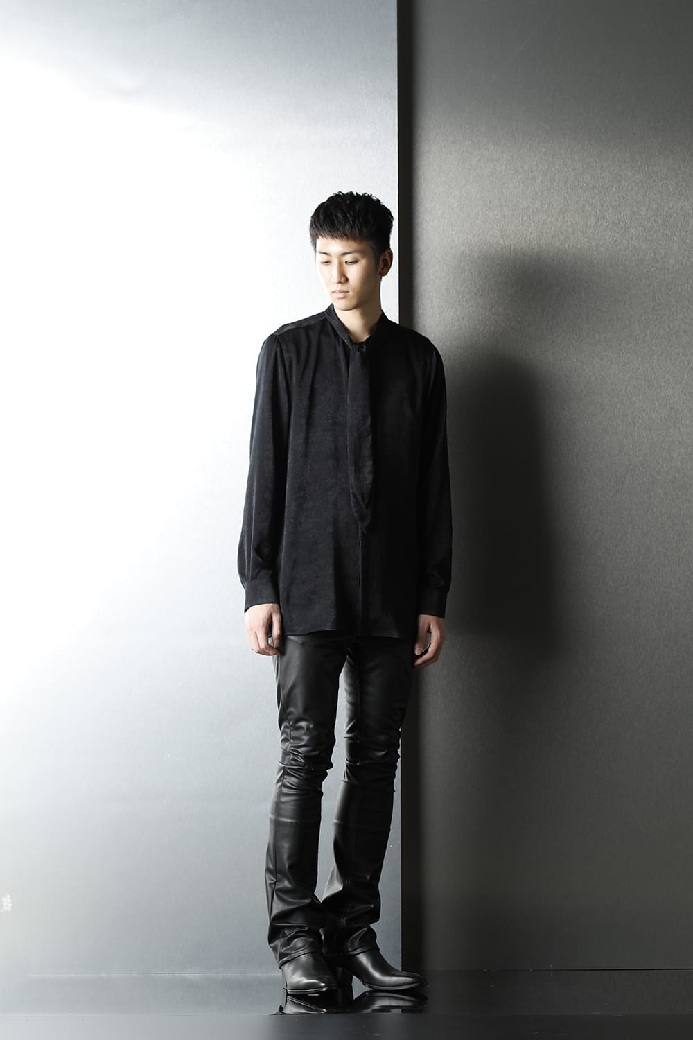 Satin Ribbon shirt (Black)