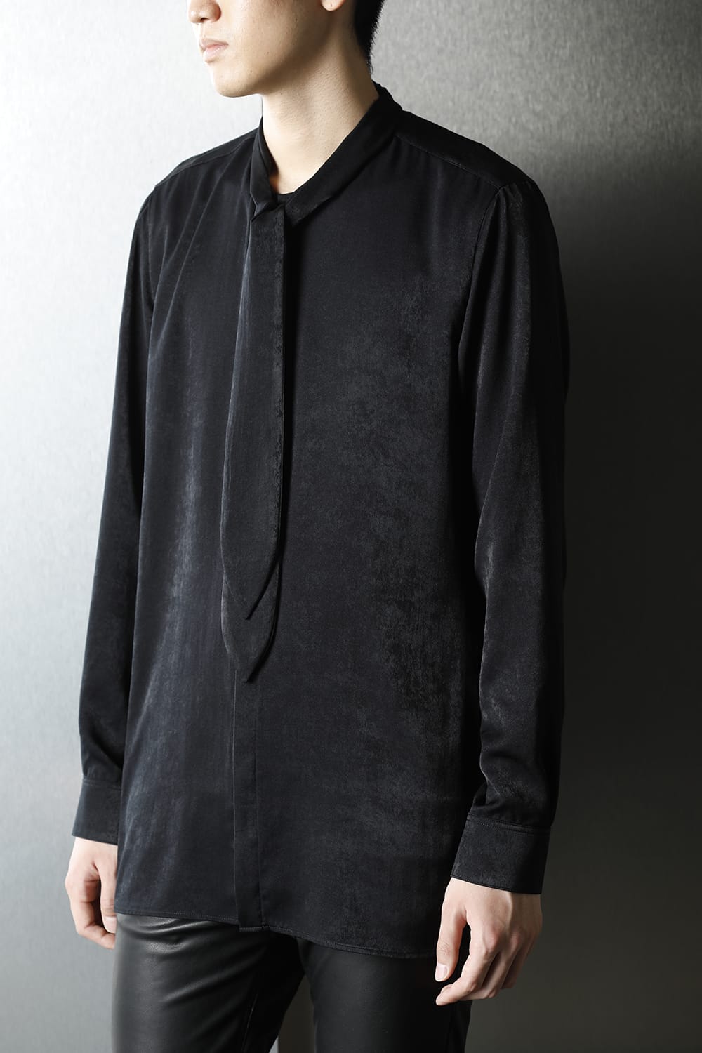 Satin Ribbon shirt (Black)