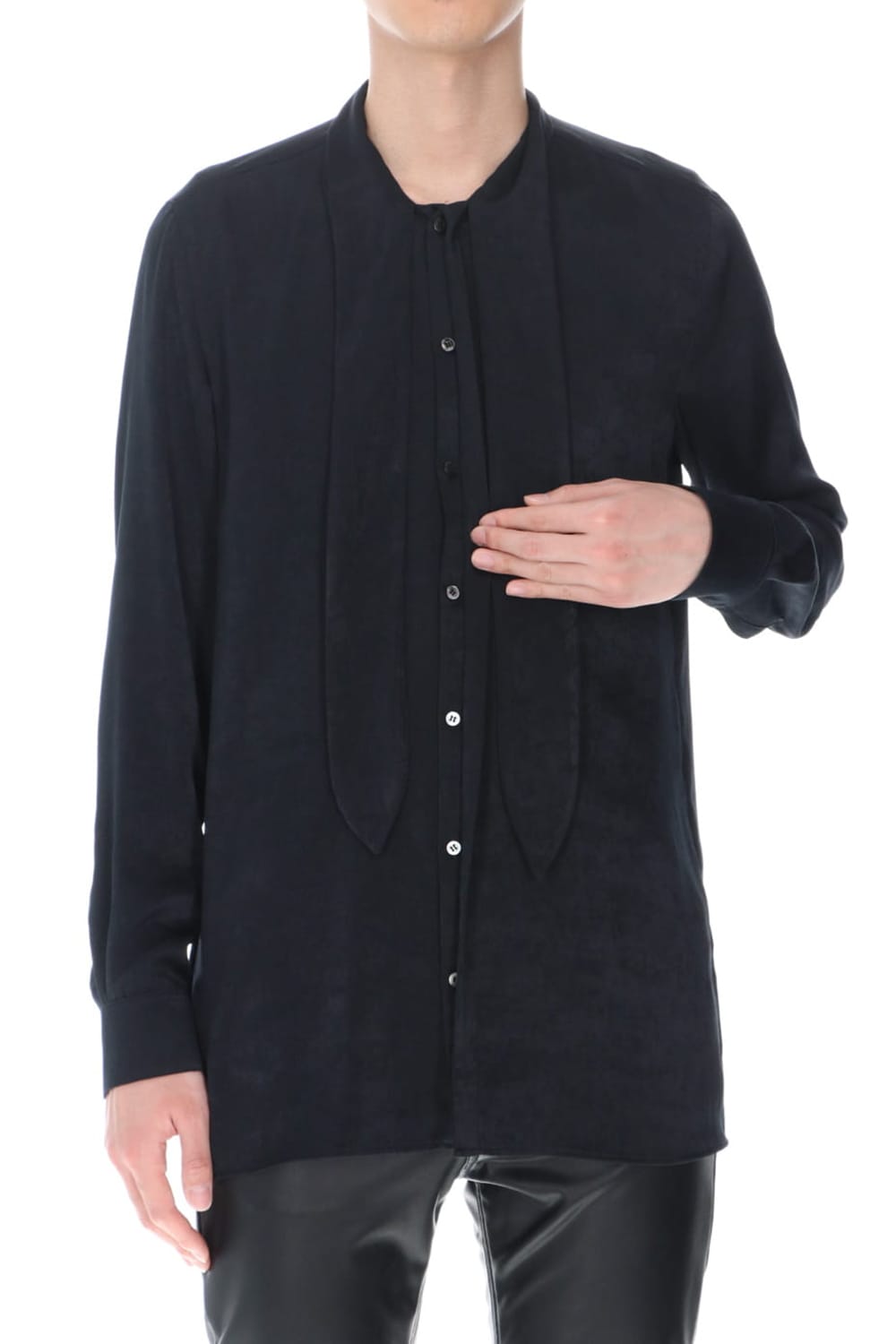 Satin Ribbon shirt (Black)