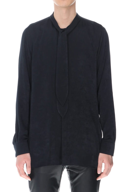 サテン リボンシャツ (ブラック)